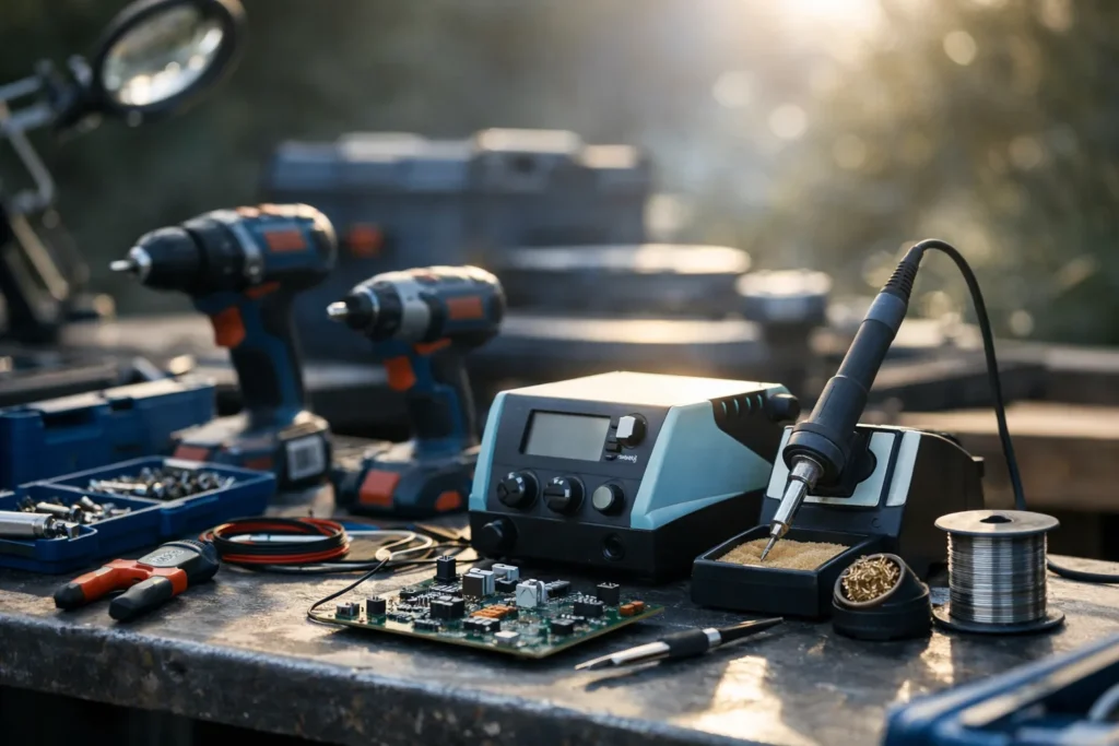 Installer un atelier électronique avec outillage Bosch Professional et station de soudage Weller