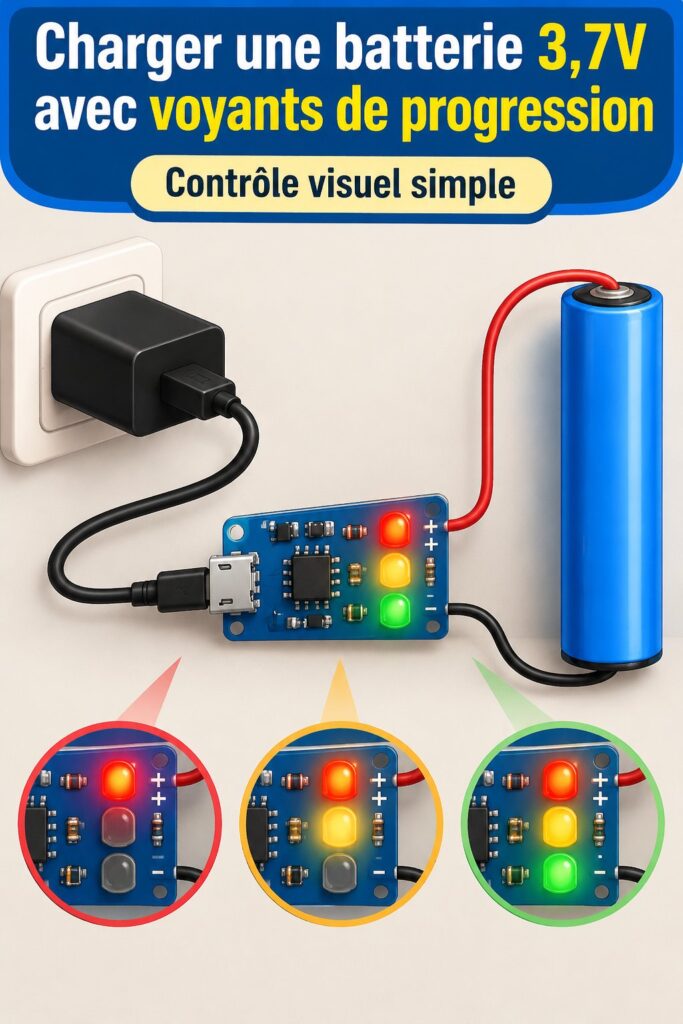 Charger une batterie 3,7V avec des voyants de progression