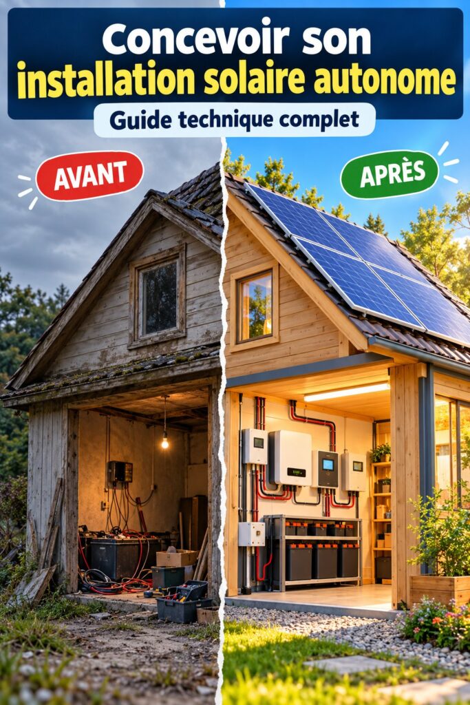 Installation solaire autonome avec panneaux photovoltaïques sur un toit.