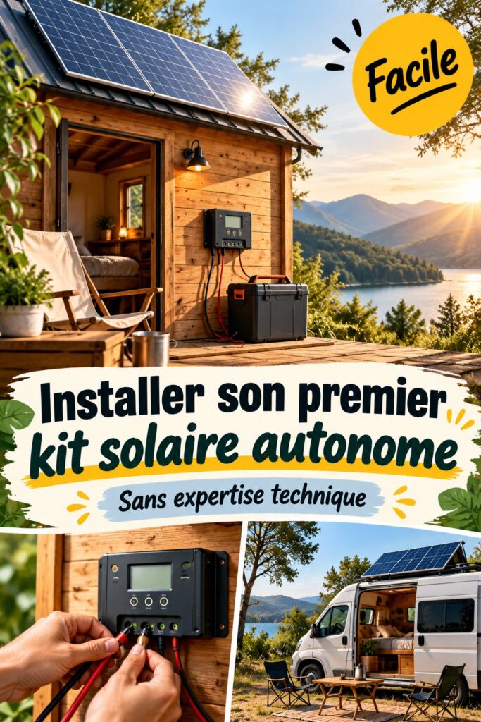 Installation d'un kit solaire autonome sur un toit avec des panneaux solaires en place